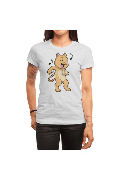 Fizello Ανδρικό και γυναικείο Unisex Λευκό T-shirt - Cat Music Dance