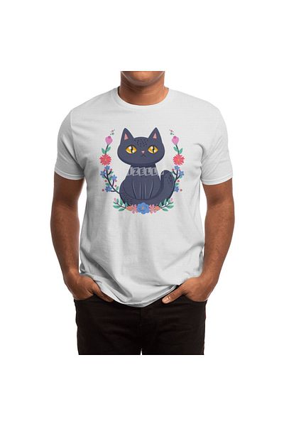 Fizello Tricou alb Pretty Kitty pentru bărbați și femei - Design cu flori colorate