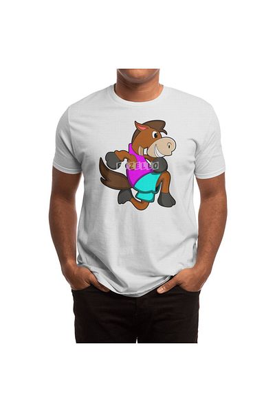 Fizello Ανδρικό και γυναικείο Unisex Λευκό T-shirt - Horse Horse Runnig Pattern