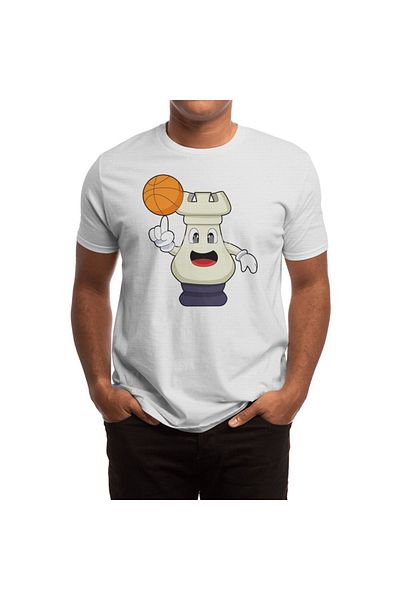 Fizello Tricou de baschet cu model alb Chess Piece Rook pentru bărbați și femei