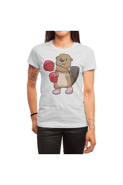Fizello Beaver Boxing - Tricou pentru bărbați și femei, tricou alb unisex, design mănuși de box