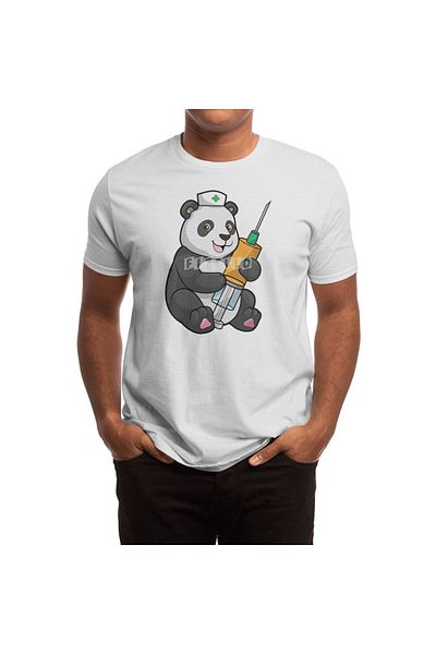 Fizello Μπλουζάκι Panda Nurse για άνδρες και γυναίκες - Unisex Λευκό με μοτίβο Syringe