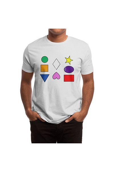 Fizello Tricou alb unisex pentru bărbați și femei - forme colorate învață cu