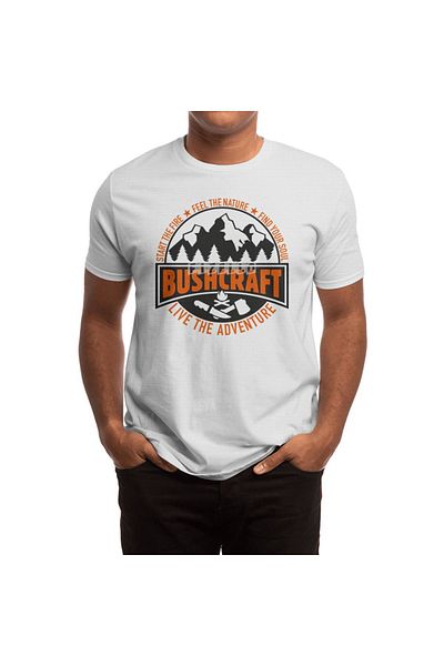Fizello Bushcrafter Prepper Survival - Λευκό μπλουζάκι Unisex, Μαύρο/Πορτοκαλί Nature