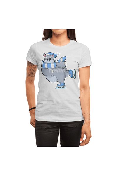 Fizello Hippo Edek και γυναικείο μπλουζάκι για πατινάζ στον πάγο - Unisex Λευκό T-shirt