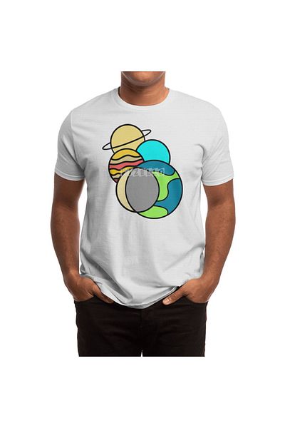 Fizello Λευκό μπλουζάκι για άνδρες και γυναίκες - The Colorful Planets Design