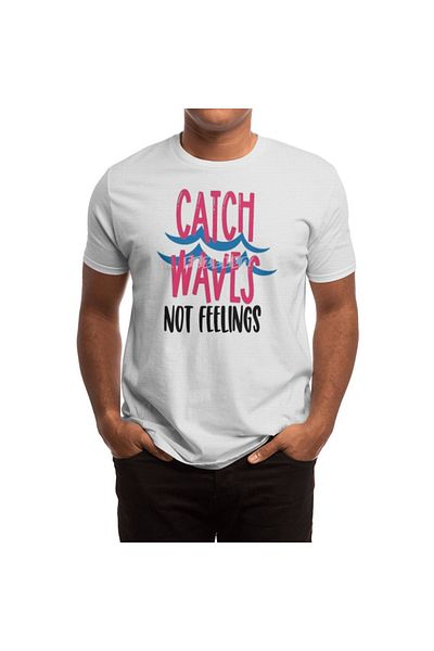 Fizello Λευκό μπλουζάκι Unisex - Catch Waves Not Feelings, Σχέδιο για άνδρες και γυναίκες