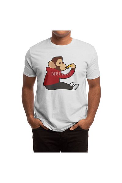 Fizello Ανδρικό και γυναικείο μπλουζάκι - Monkey With Piece Of Pizza Unisex Λευκό T-shirt