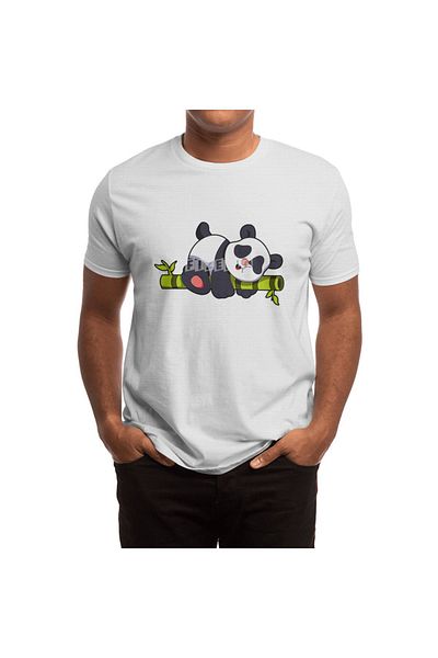 Fizello Λευκό μπλουζάκι με στάμπα Panda και Bamboo για άνδρες και γυναίκες