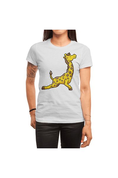 Fizello Ανδρικό και γυναικείο μπλουζάκι Unisex White Giraffe Yoga Stretching - Πόδια & Λαιμός