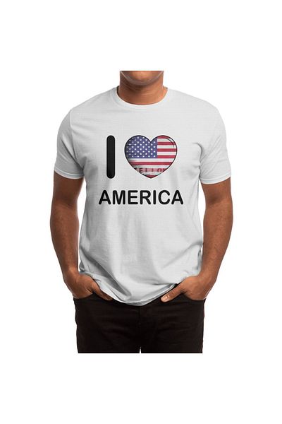 Fizello I Love America Λευκό μπλουζάκι για άνδρες και γυναίκες - Μπλουζάκι Unisex My Home, My Country