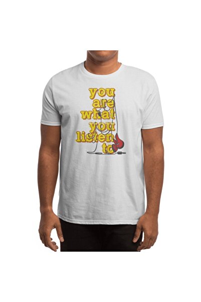Fizello Чоловічий та жіночий білий унісекс-футболка - «Ти є тим, що ти слухаєш»