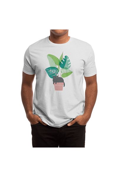 Fizello Λευκό μπλουζάκι Monstera Kitty για άνδρες και γυναίκες