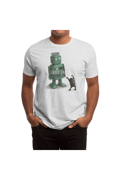 Fizello Ανδρικό και γυναικείο Unisex λευκό μπλουζάκι - Robot Vs Alien Design