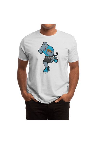 Fizello Hippo Football Shouldered Men's and Women's T-Shirt - Unisex White T-Shirt