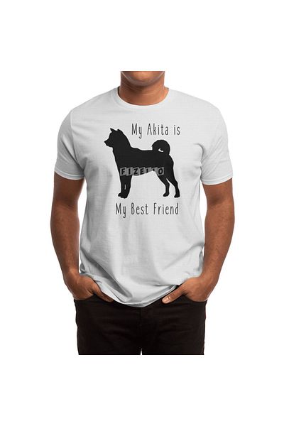Fizello Tricou alb Akita Born pentru bărbați și femei - unisex, gulerul meu cel mai bun prieten