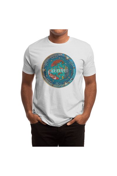 Fizello Λευκό μπλουζάκι Unisex για άνδρες και γυναίκες - Σχέδιο Circle Of Life Koi Pond