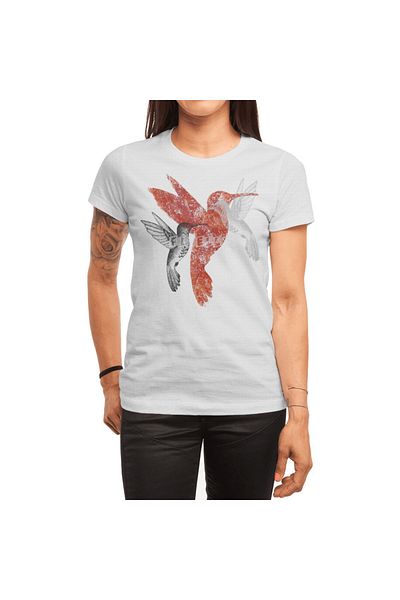 Fizello Λευκό μπλουζάκι με μοτίβο Hummingbird για άνδρες και γυναίκες