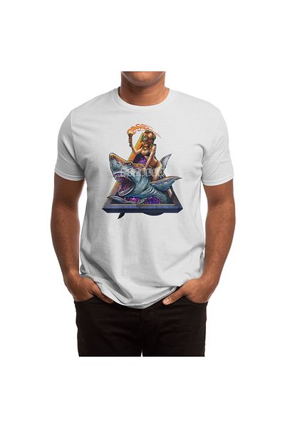 Fizello Λευκό μπλουζάκι Diver Girl Retro Angry Shark Unisex