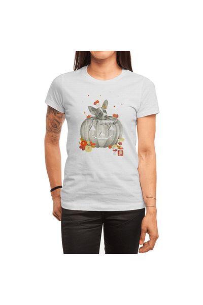 Fizello Tricou unisex alb Chi Pumpkin pentru bărbați și femei