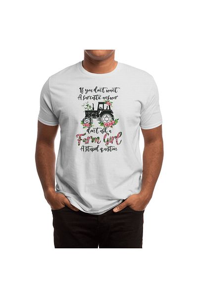 Fizello Λευκό μπλουζάκι Unisex - Farm Girl Sarcastic Answer Question