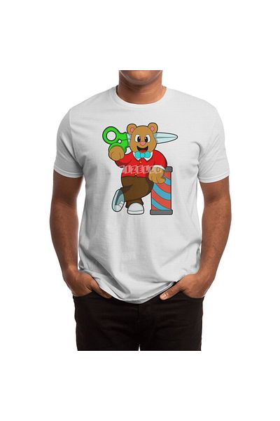Fizello Tricou alb pentru bărbați și femei - urs ca coafură cu foarfece design unisex