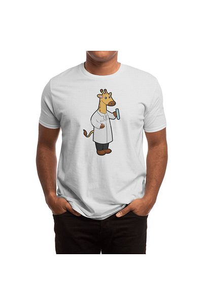 Fizello Λευκό μπλουζάκι Unisex - Giraffe As Doctor με λεπτομέρεια δοκιμαστικού σωλήνα