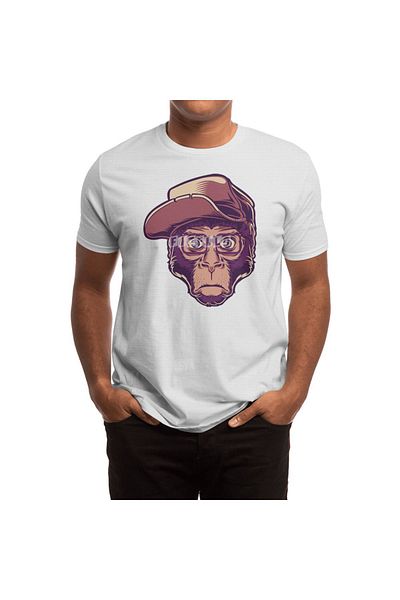 Fizello Tricou unisex alb Skater Hipster Chimp pentru bărbați și femei