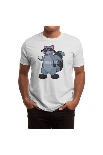Fizello Λευκό μπλουζάκι με μοτίβο Racoon Coffee Cup για άνδρες και γυναίκες