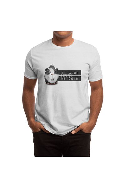Fizello Tricou alb pentru bărbați și femei - cu imprimeu „I Laugh Me Dead Guinea Pig Denglisch”, unisex