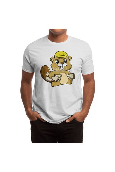 Fizello Ανδρικό και γυναικείο Unisex Λευκό T-Shirt - Busy Beaver