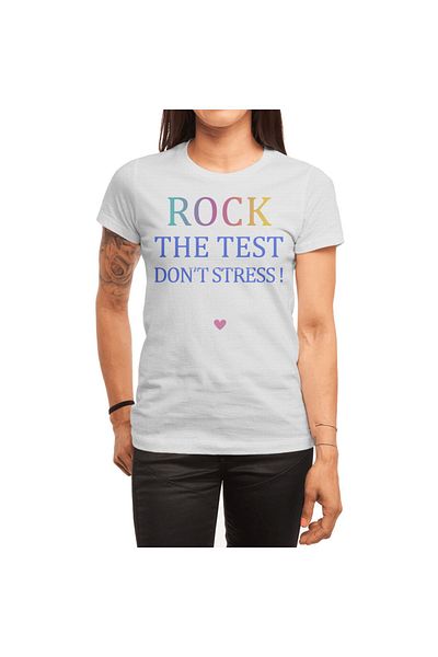 Fizello Λευκό μπλουζάκι Rock Teacher Unisex - "Rock The Test, Stress The Best"