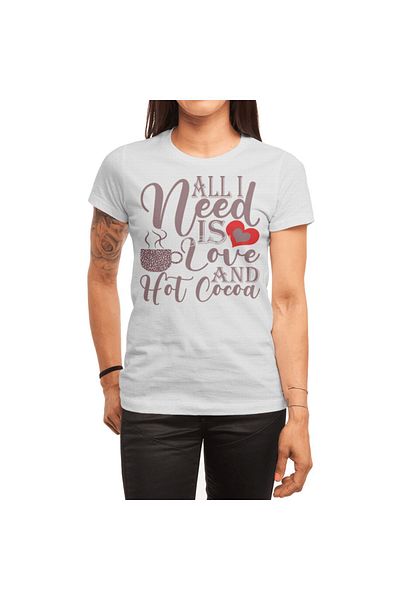 Fizello Tricou alb unisex pentru bărbați și femei - „All I Need Is Love And Hot Cocoa”