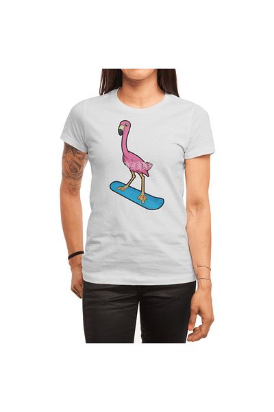 Fizello Tricou Snowboarder cu imprimeu Flamingo pentru bărbați și femei - Tricou alb unisex