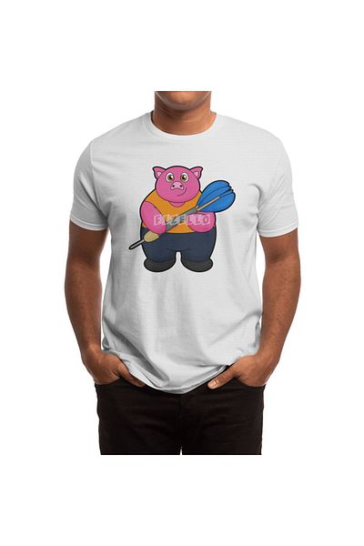 Fizello Tricou alb pentru bărbați și femei - Pig As Dart Player With Darts Design unisex