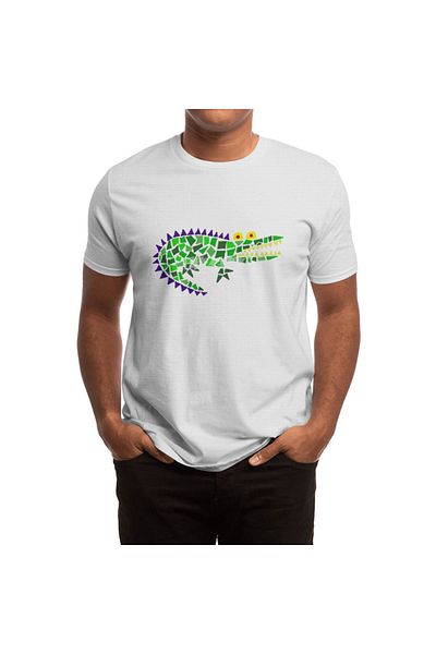 Fizello Tricou alb unisex cu design crocodil Alligator minimalist