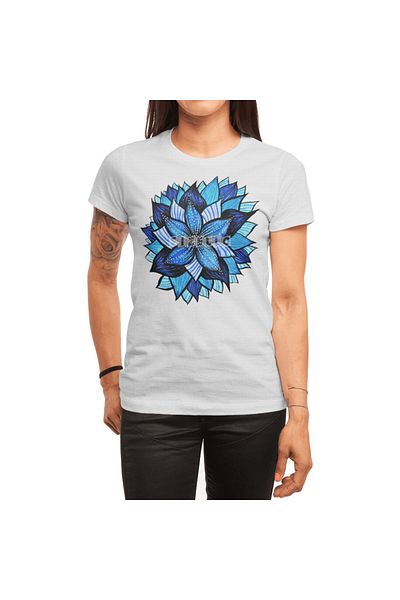 Fizello Ανδρικό και γυναικείο λευκό μπλουζάκι Mandala Flower Zentangle Unisex