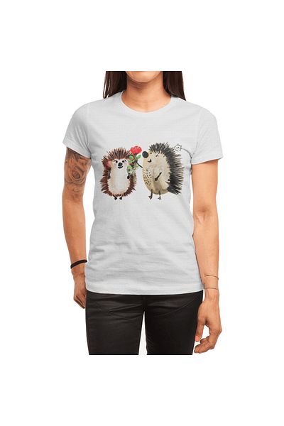 Fizello Tricou alb unisex pentru bărbați și femei - Lovely Hedgehogs Design