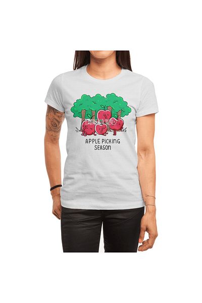 Fizello Ανδρικό και γυναικείο λευκό μπλουζάκι Apple Picking Unisex