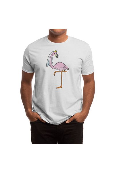 Fizello Flamingo Design - Λευκό μπλουζάκι Unisex για νύφη και κουμπάρο