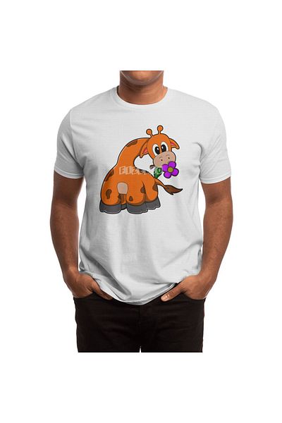 Fizello Ανδρικό και γυναικείο λευκό μπλουζάκι - Giraffe With Flower Design