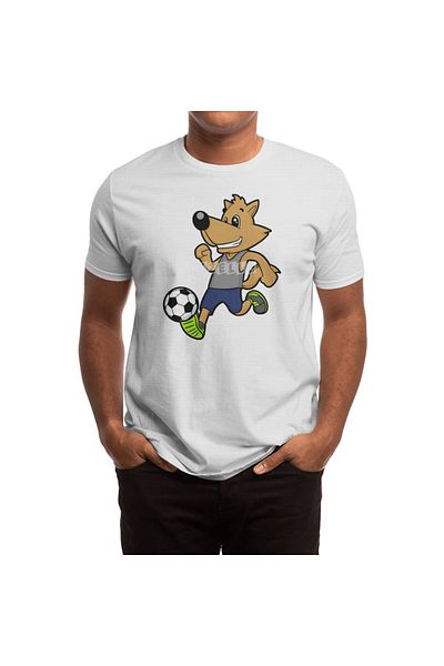 Fizello Men and Women Unisex White T-Shirt - Dog as Soccer Player at Soccer T-Shirt