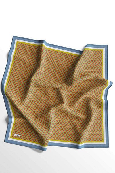AFVENTE Mustard Color Triangle Patterned Soft Cotton Scarf