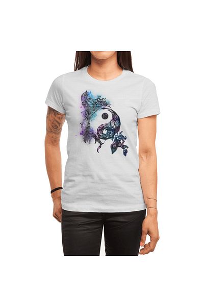 Fizello Λευκό μπλουζάκι Zen Doodle Yin Yang Magenta Unisex