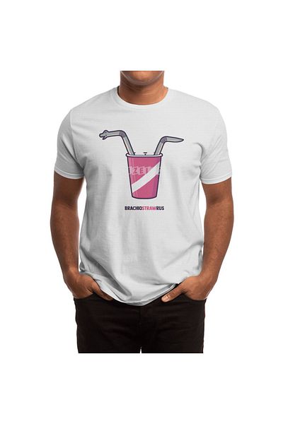 Fizello Ανδρικό και γυναικείο μπλουζάκι Unisex White Dinostraw