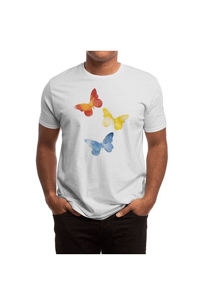 Fizello Tricou unisex cu fluturi de acuarelă albă pentru bărbați și femei