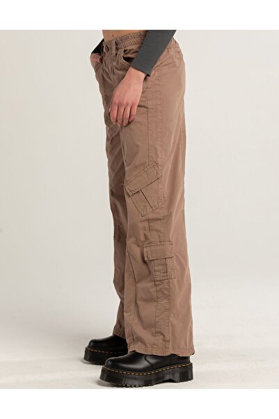 september island Light Brown Y2K Low Waist Parachute Fabric Cargo Pants