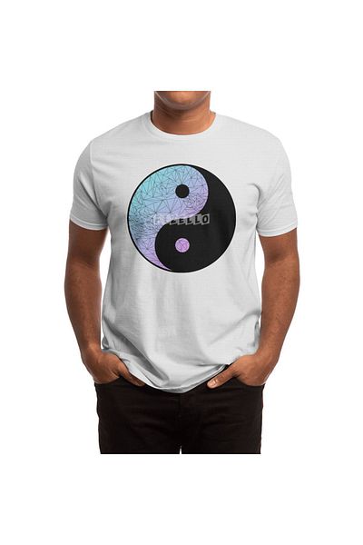 Fizello Tricou alb cu model geometric degradat Yin Yang pentru bărbați și femei