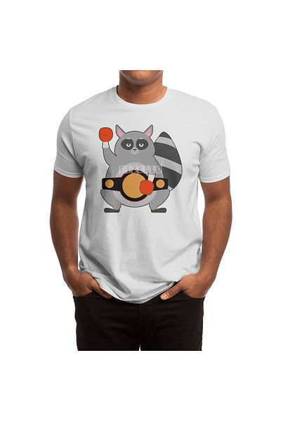 Fizello Μπλουζάκι Raccoon Boxing Champ Belt για άνδρες και γυναίκες - Unisex Λευκό T-shirt