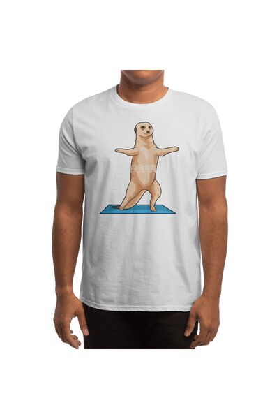 Fizello Meerkat at Fitness - Men's and Women's White Stretching T-Shirt